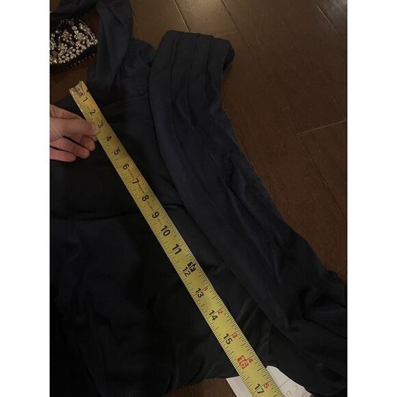 Mac Duggal Beaded Cuff Drop Shoulder Faux Wrap Gown Maxi Dress 8 Midnight Navy - Picture 7 of 15